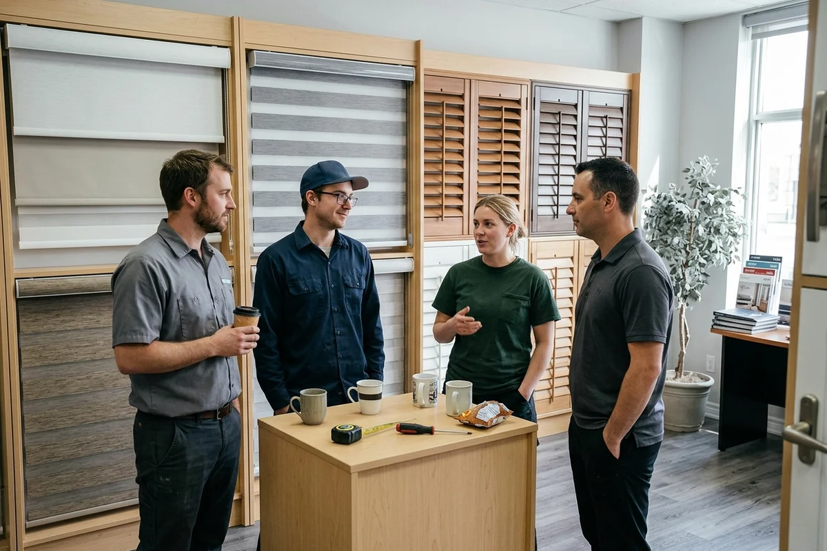 The Window Blinds Ottawa crew together in the Nepean showroom